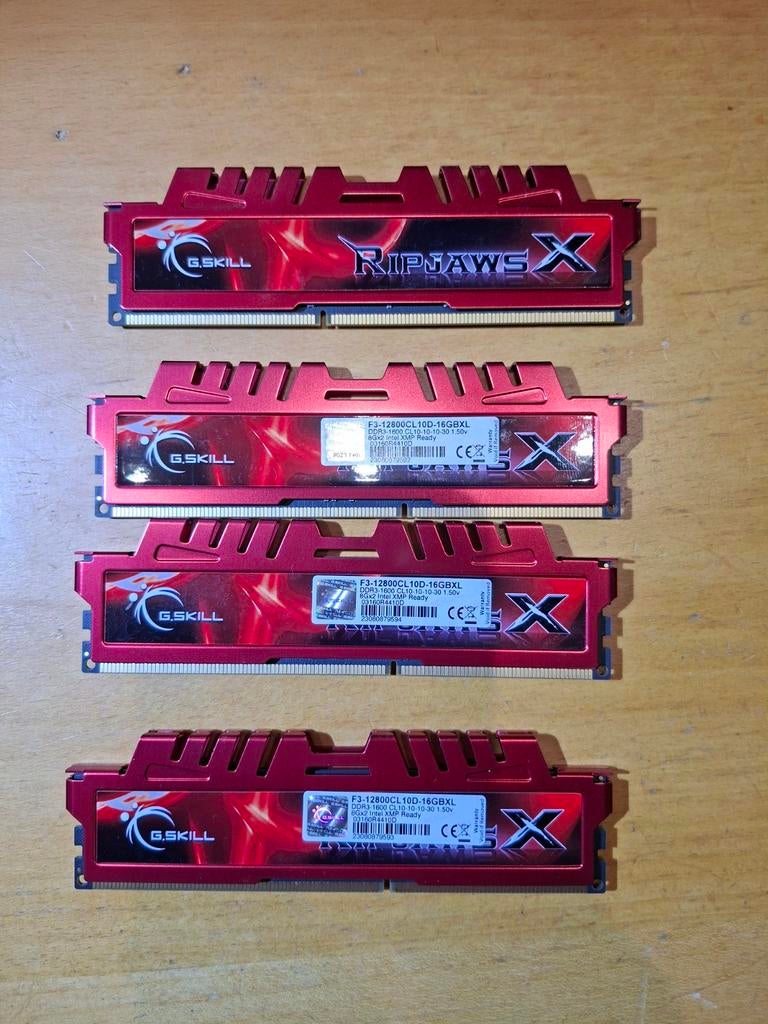 G.Skill Ripjaws X DDR3-1600 CL10 RAM 32GB (4x8GB), Computers en Software, RAM geheugen, 32 GB, DDR3, Ophalen of Verzenden, Zo goed als nieuw