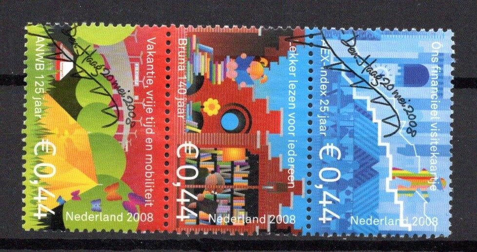gestempelde zegel. Jaar 2008: jubileumzegels 3x, Ophalen of Verzenden, Na 1940, Gestempeld