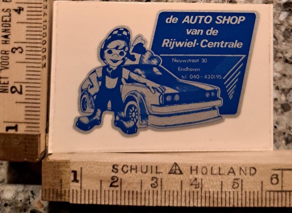 Vintage sticker BMW getuned de autoshop vd rijwielcentrale, Verzamelen, Overige Verzamelen, Zo goed als nieuw, Ophalen of Verzenden