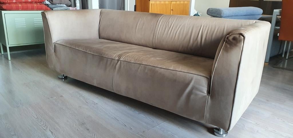 Gelderland 4800 bank 2,5 zits microleer zandkleur, Ophalen, Gebruikt, Overige maten, 150 tot 200 cm