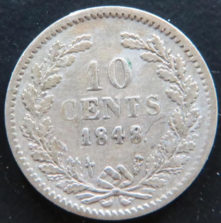 10 Cent 1848, Postzegels en Munten, Munten | Nederland, Losse munt, 10 cent, Koning Willem II, Zilver, Verzenden