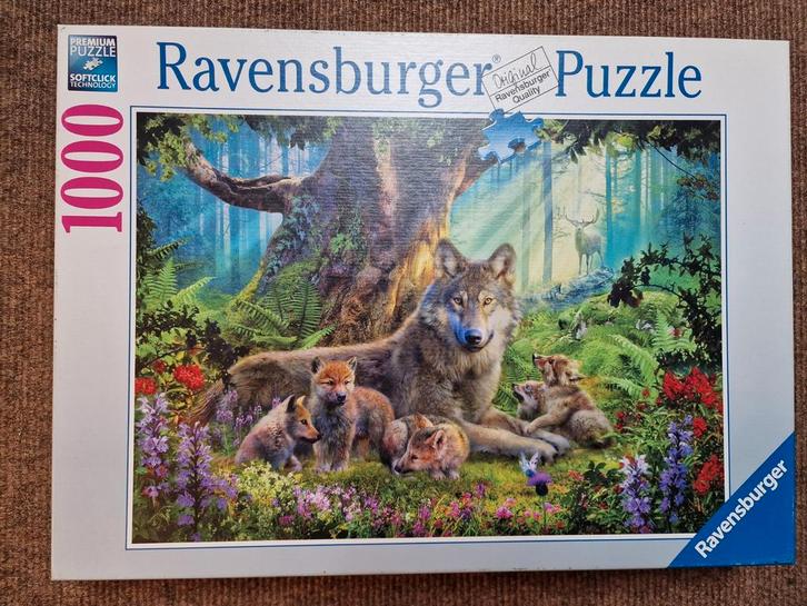 Ravensburger Legpuzzel 1000 Stukjes - Wolvenfamilie, Hobby en Vrije tijd, Denksport en Puzzels, Zo goed als nieuw, Legpuzzel, 500 t/m 1500 stukjes