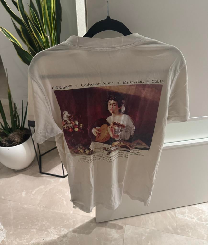 Off-White Caravaggio Short White Tee, Kleding | Heren, T-shirts, Zo goed als nieuw, Maat 46 (S) of kleiner, Wit, Ophalen of Verzenden