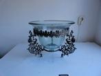 Glazen fruitschaal op koperen standaard multifunctioneel, Antiek en Kunst, Ophalen of Verzenden