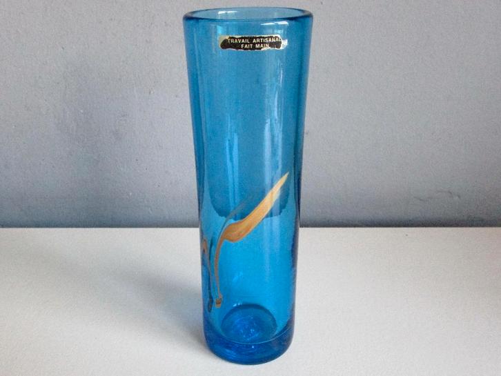 Vase verrerie de Maure Vieil vaas blauw glas Artisanal, Antiek en Kunst, Antiek | Glas en Kristal, Ophalen of Verzenden