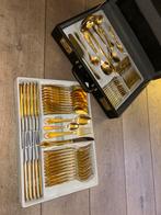 Luxe 24 karaat vergulde bestekset compleet met koffer, Antiek en Kunst, Antiek | Bestek, Ophalen of Verzenden