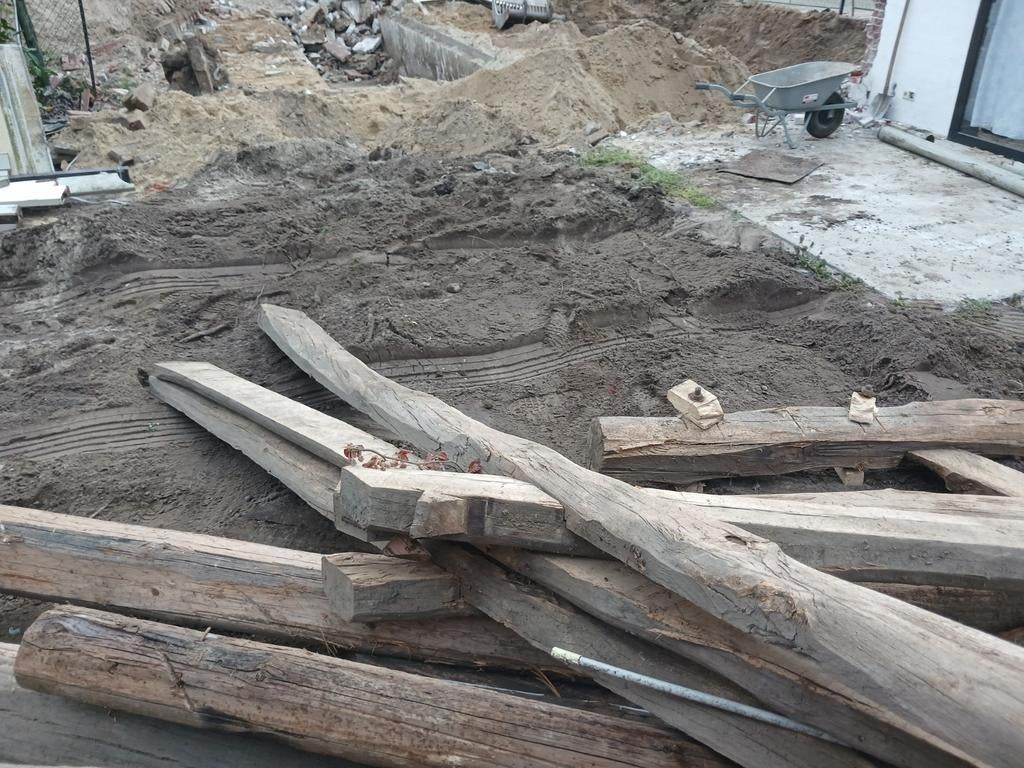 Nostalgische eiken houten spanten - oud design, Doe-het-zelf en Verbouw, Hout en Planken, Ophalen, Gebruikt, Eiken, Balk