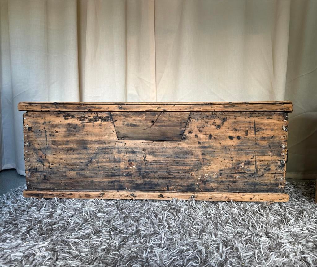 Vintage houten kist - 100x37x37 cm, Gebruikt, 50 tot 100 cm, Ophalen of Verzenden, 75 tot 100 cm