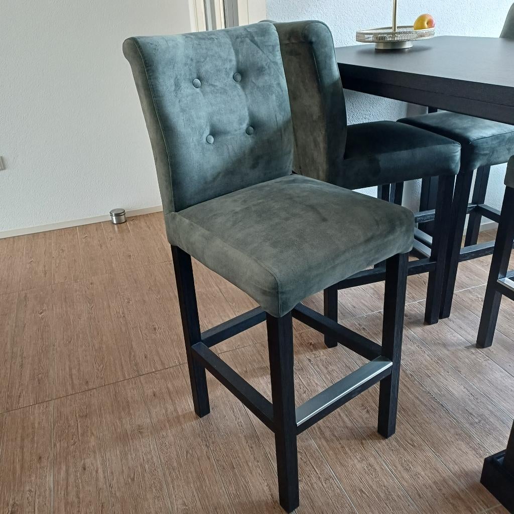 Bartafel  met 4 krukken, Huis en Inrichting, Tafels | Statafels, Ophalen, Zo goed als nieuw