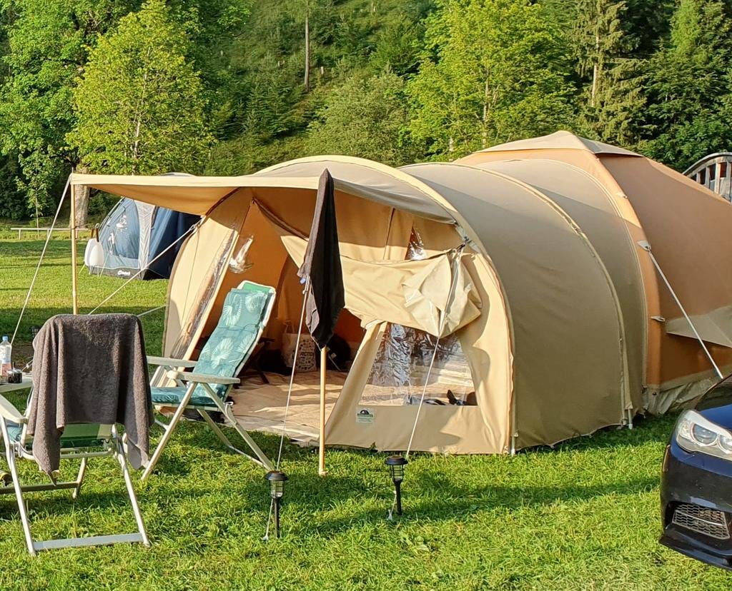 Karsten Opblaastent 3x3m met vast kuipzeil en extra's, Ophalen, Tot en met 4