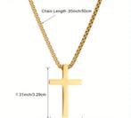 Ketting met kruis rvs, Sieraden, Tassen en Uiterlijk, Kettingen, Ophalen of Verzenden, Nieuw, Zilver, Overige materialen