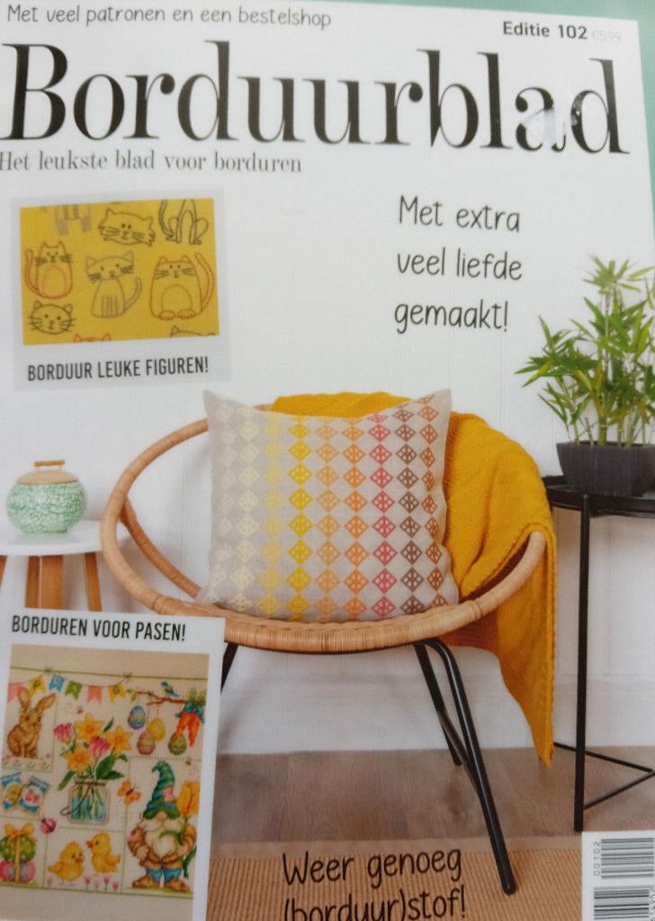 Borduurblad nr. 102, Hobby en Vrije tijd, Ophalen of Verzenden, Zo goed als nieuw, Patroon