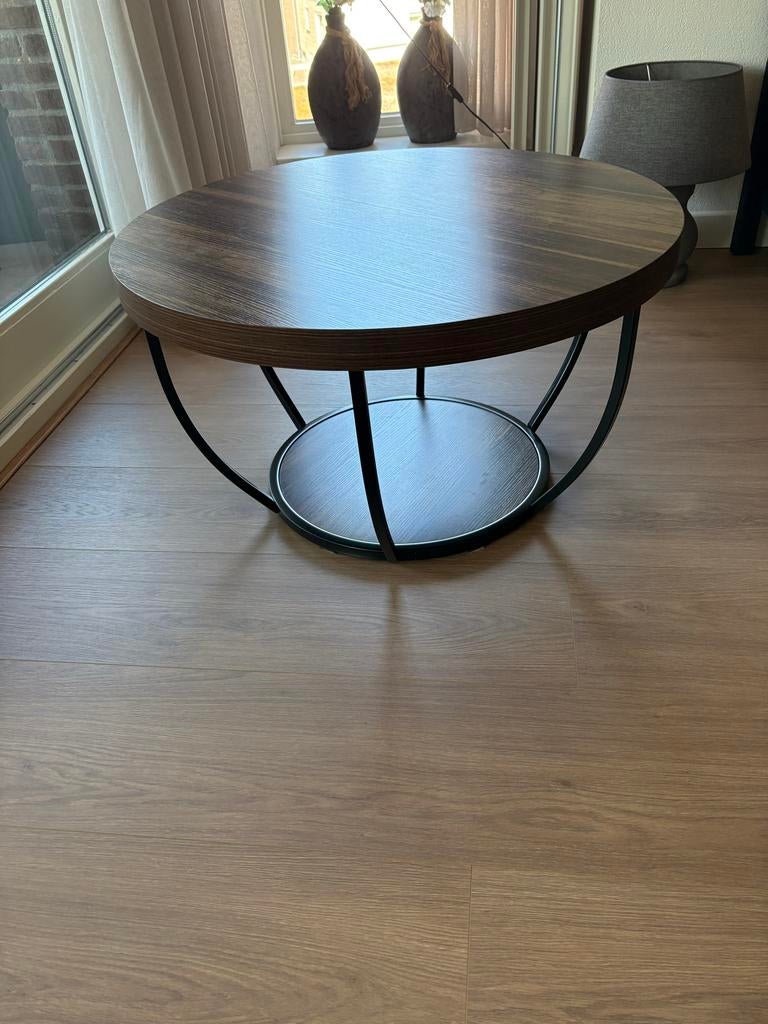 Ronde bijzettafel 80 cm diameter, 45 cm hoog, Gebruikt, Rond, 75 cm of meer, Hout