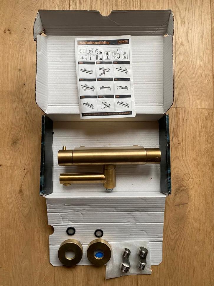 Hotbath Cobber B020 badthermostaat geborsteld messing, Doe-het-zelf en Verbouw, Sanitair, Gebruikt, Kraan, Rvs, Ophalen of Verzenden