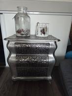 Barok nachtkastje met 3 lades - zilverkleurig, Ophalen of Verzenden