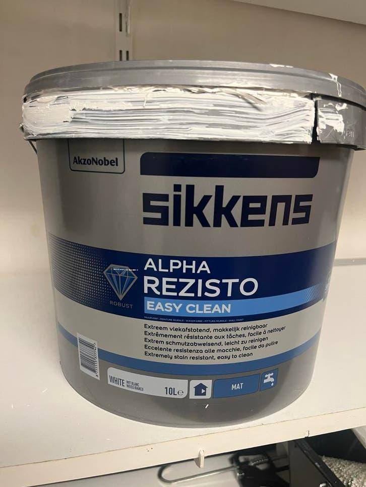 Sikkens Alpha Rezisto Easy Clean Muurverf Wit 10L(6-6.5L), Ophalen, Gebruikt, 5 tot 10 liter, Wit