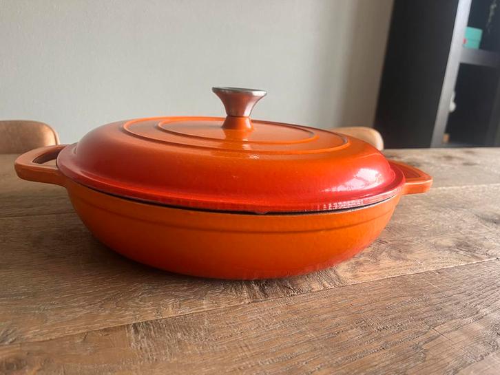 Gietijzeren hapjespan (doorsnede 32 cm), Huis en Inrichting, Keuken | Potten en Pannen, Zo goed als nieuw, Koekenpan of Braadpan