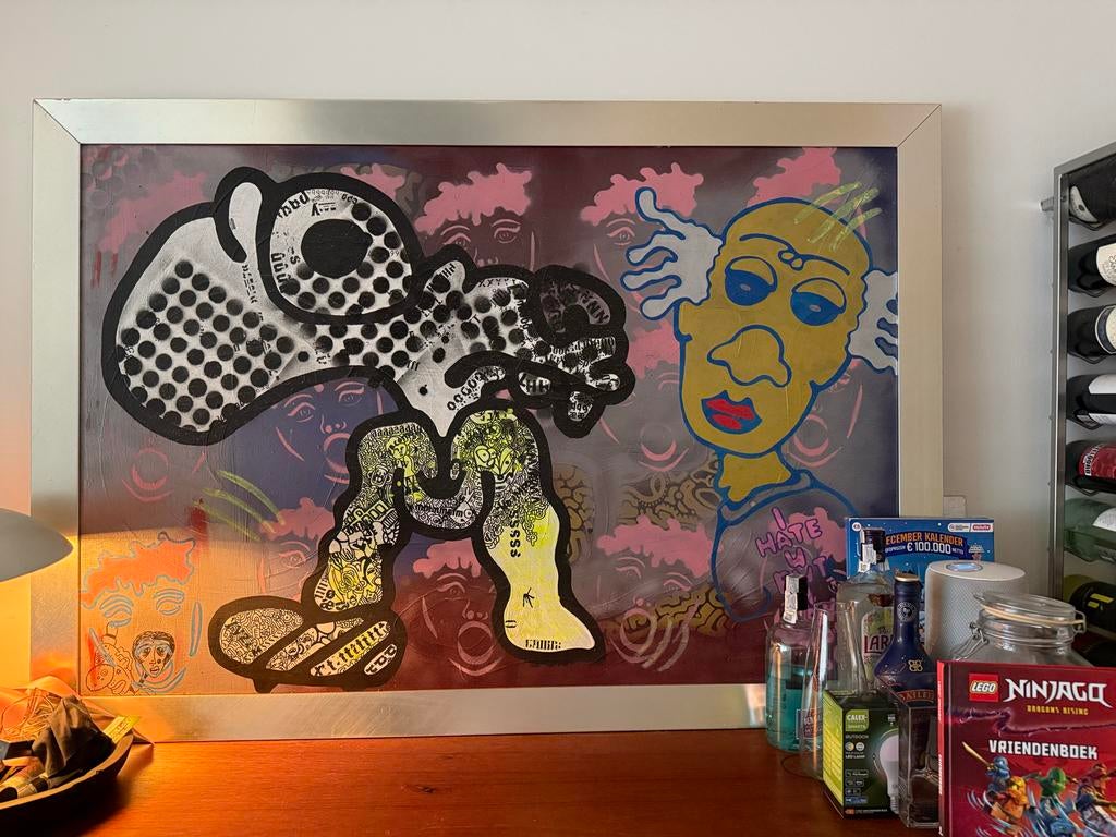 Uniek Pop Art Schilderij, Antiek en Kunst, Kunst | Schilderijen | Modern, Ophalen