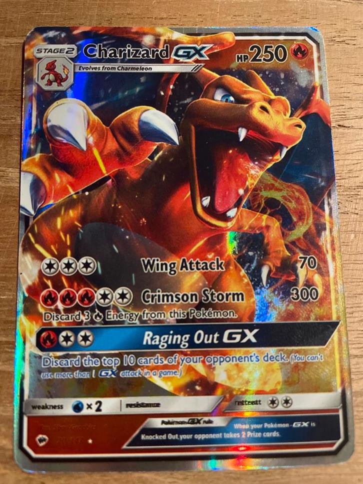 Charizard GX Pokémon Kaart - Stage 2, HP 250, Foil, Hobby en Vrije tijd, Verzamelkaartspellen | Pokémon, Zo goed als nieuw, Losse kaart