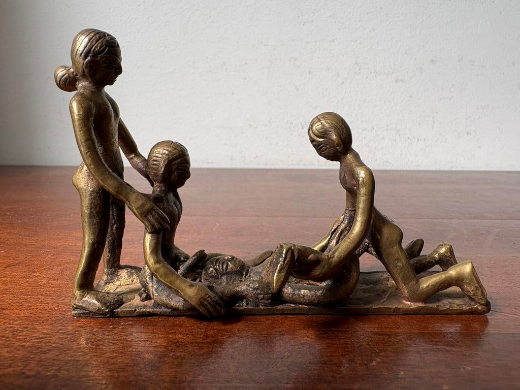 Beeld erotische scene 2x vrouw 2x man naakt, Ophalen of Verzenden, Gebruikt, Mens