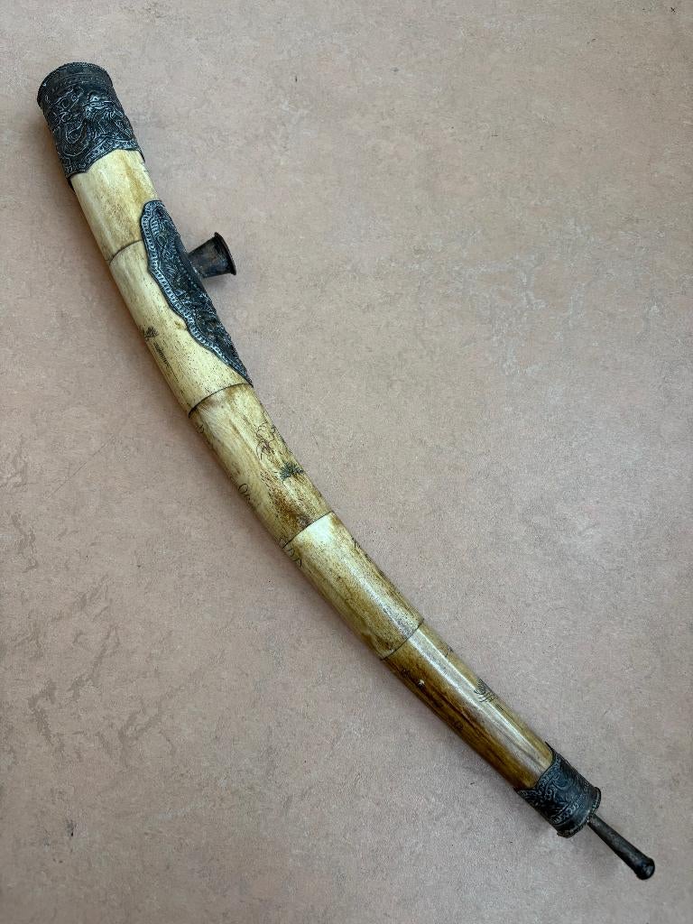 Oude Chinese opiumpijp van been, 43 cm, Antiek en Kunst, Ophalen of Verzenden