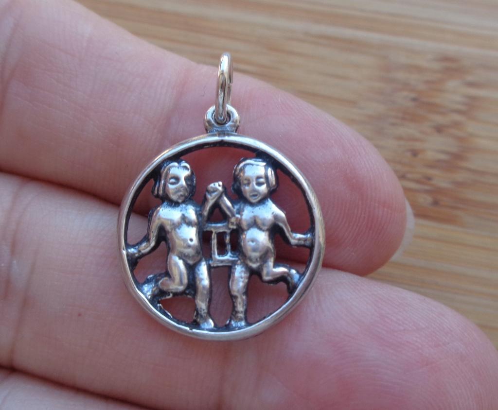 zilveren hanger/bedel sterrenbeeld tweeling [824], Overige merken, Verzenden, Zo goed als nieuw, 1 bedel