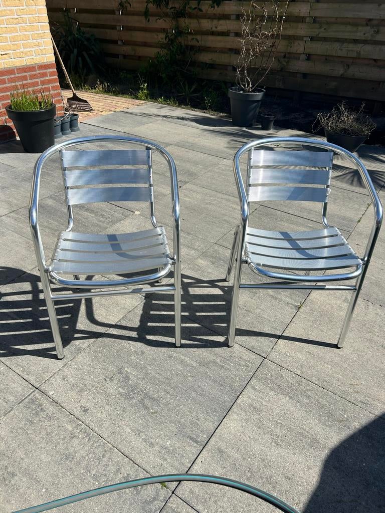 2x Aluminium Tuinstoelen - gebruikt, maar nog zeer goed!, Tuin en Terras, Ophalen, Gebruikt, Aluminium