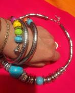 Ketting en armb met blauwe kralen en zilverkleurige accenten, Overige materialen, Blauw, Nieuw, Ophalen of Verzenden