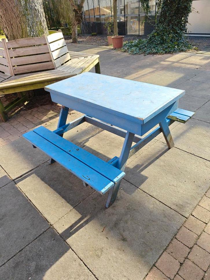 Blauwe picknicktafel met zandbak voor kinderen, Kinderen en Baby's, Speelgoed | Buiten | Zandbakken, Gebruikt, Ophalen