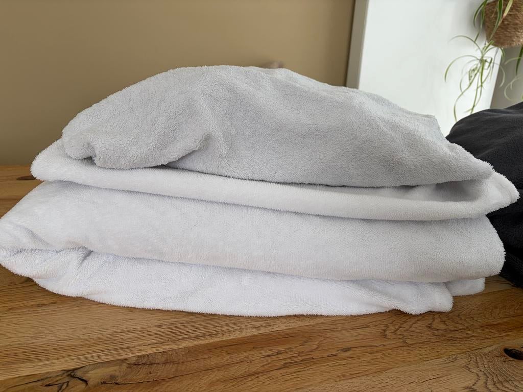 Optidee pluche dekbedovertrek en kussensloop wit 1 persoons, Gebruikt, Eenpersoons, Wit, Dekbedovertrek