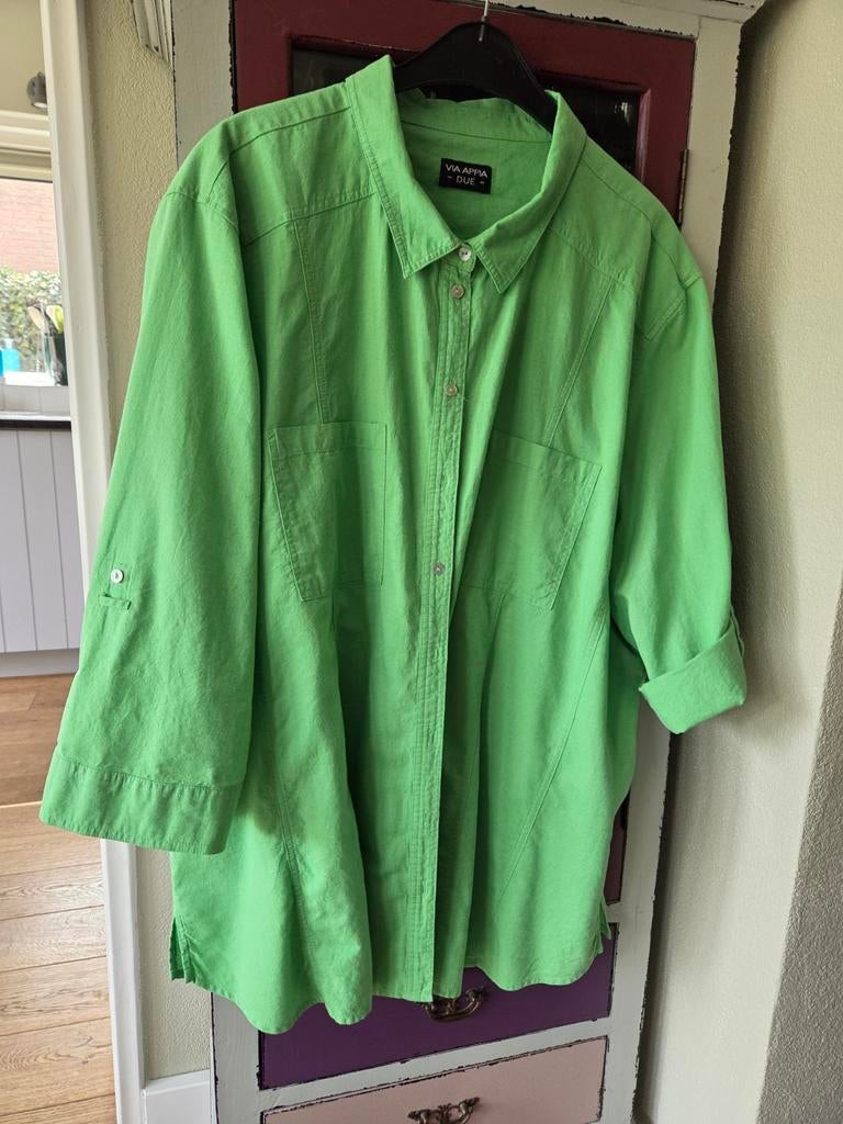 Vrolijk groene blouse maat 52, via appia due, Ophalen of Verzenden, Zo goed als nieuw, Groen, Blouse of Tuniek