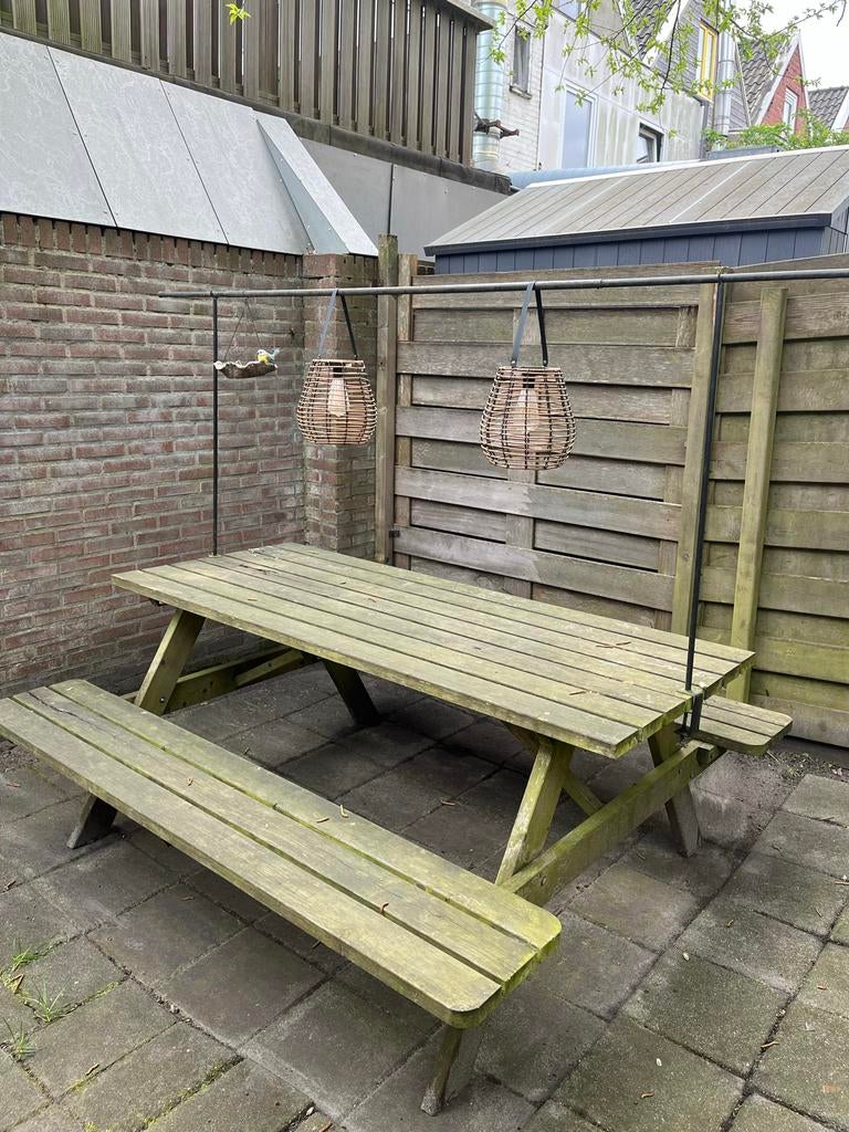 Houten picknickbank, Ophalen, Gebruikt, Rechthoekig, Hout