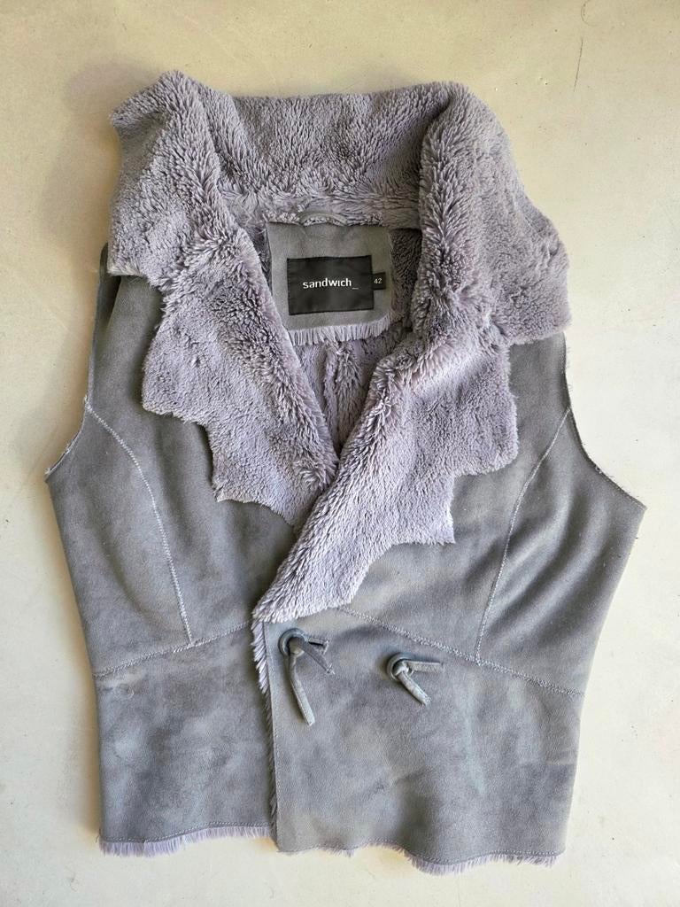 Stoere Sandwich lammy coat grijsgroen, Kleding | Dames, Bodywarmers, Maat 42/44 (L), Ophalen of Verzenden, Zo goed als nieuw, Grijs