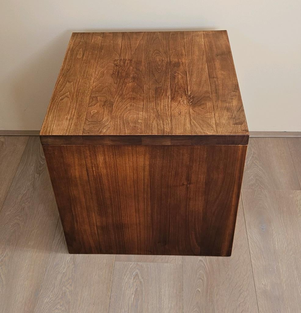Massief houten bijzettafel 45x45x45, Ophalen, Minder dan 50 cm, Teakhout, Minder dan 50 cm
