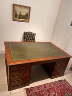 Antiek engels partnerdesk met leren inlegwerk en gouden bies, Antiek en Kunst, Ophalen