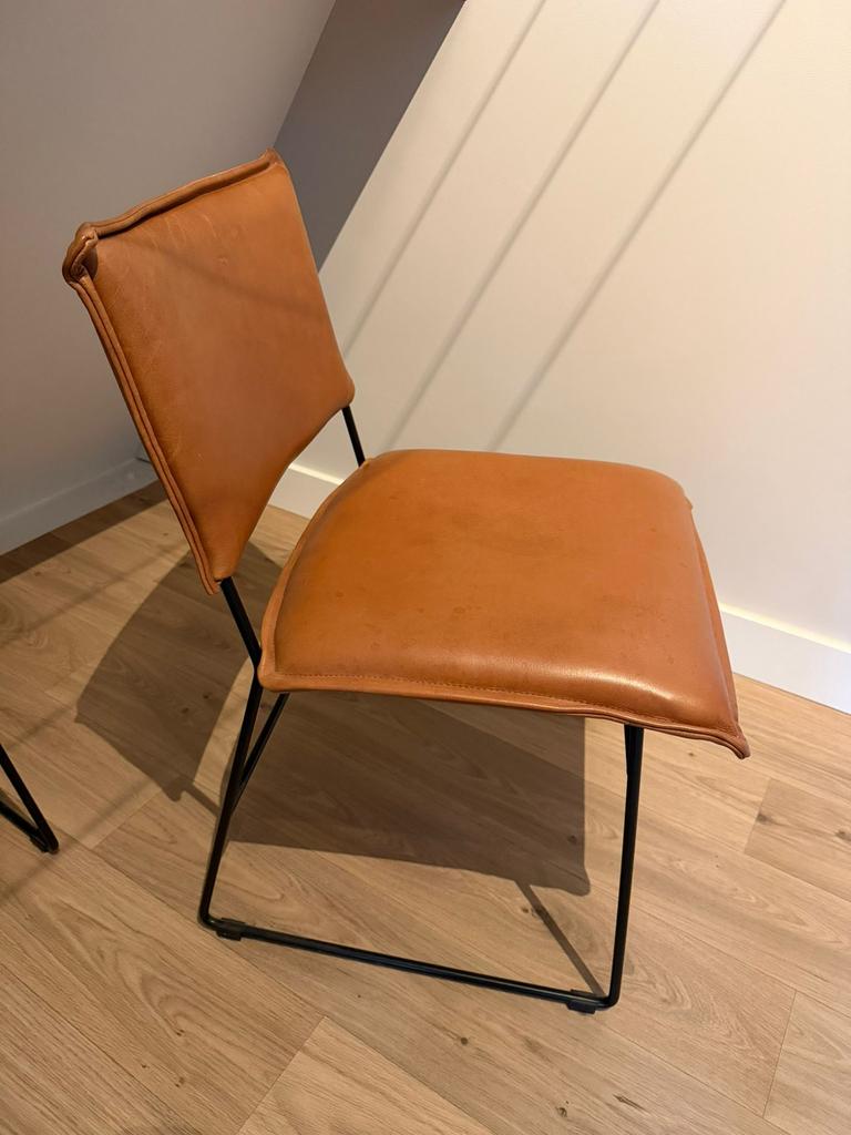 Jess Design eetkamerstoelen stoelen 4 stuks, Ophalen, Bruin, Leer, Zo goed als nieuw
