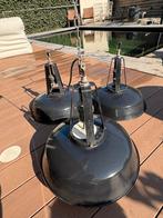 Set van 3 Oude Zwarte Industriële Fabriekslampen uit Frankri, Ophalen