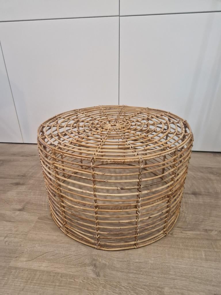 Rotan bijzettafeltje riet retro rond bohemian, Huis en Inrichting, Ophalen, Rond, Riet