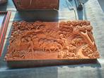 Handgesneden houten wanddecoratie - Scène met ossen, Antiek en Kunst, Ophalen of Verzenden