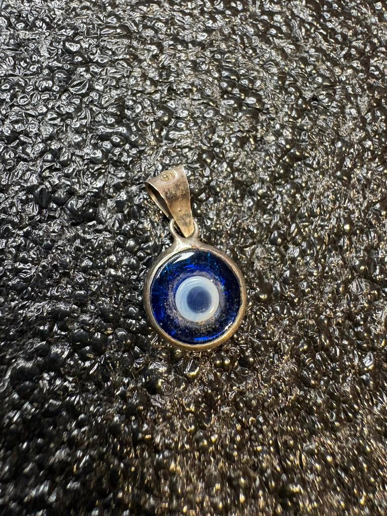 925 zilveren evil eye hanger blauw glazen oog nazar bedel, Verzenden, Zo goed als nieuw, Blauw, Zilver