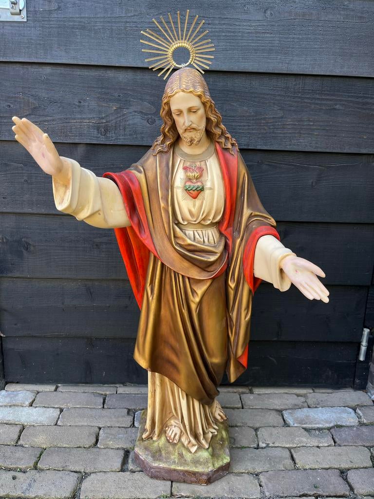 Jezus beeld 95cm - Heilig Hart, Antiek en Kunst, Antiek | Religie, Ophalen
