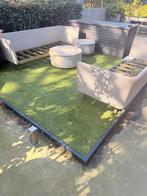 2 Kunstgrasplateaus voor tuin of balkon op kunststof tegels, Tuin en Terras, Ophalen, Zo goed als nieuw, 20 m² of meer, Kunstgras