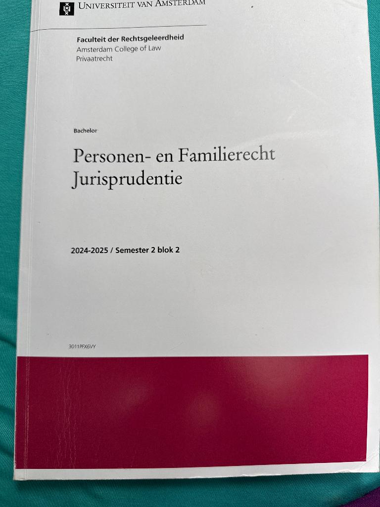 personen- en familierecht jurisprudentie reader uva, Ophalen of Verzenden, Alpha, Gelezen, WO