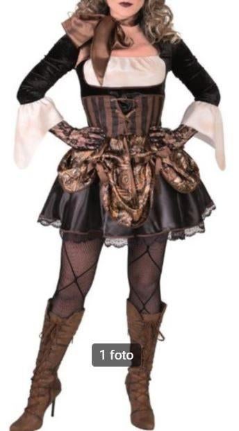 Leuke bruin/zwart/beige STEAMPUNK/NEO-VICTORIAANSE jurk, Kleding | Dames, Carnavalskleding en Feestkleding, Ophalen, Carnaval
