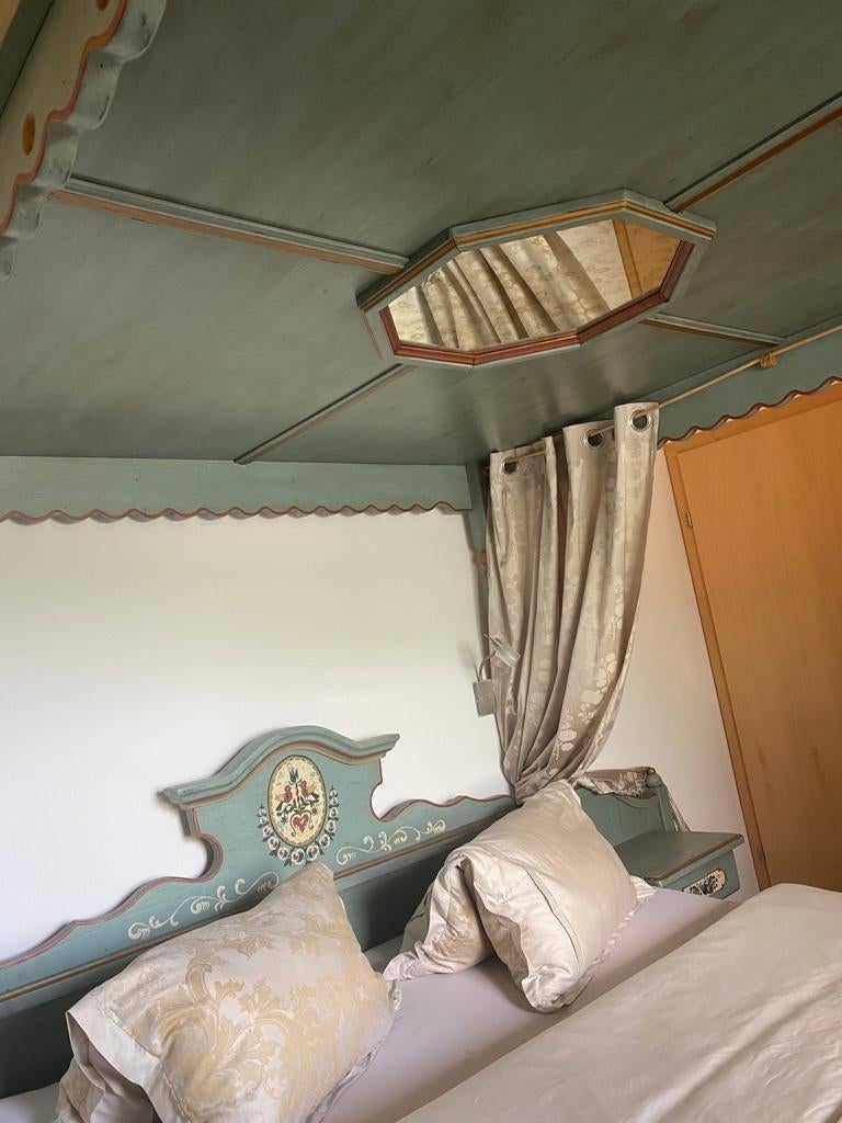 Hemelbed orgineel prachtig Voglauer uit Oostenrijk, Gebruikt, Blauw, Tweepersoons, Ophalen of Verzenden