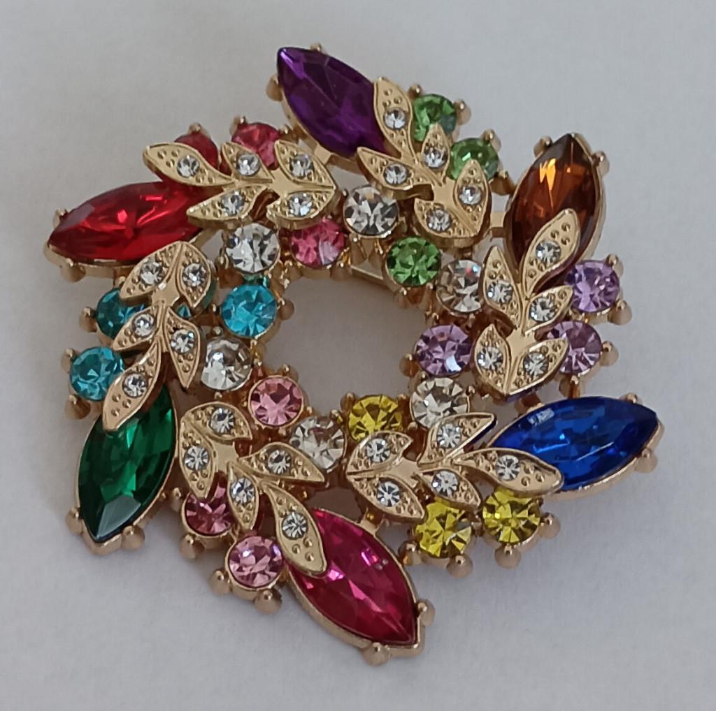 Bloemenkrans broche, Overige materialen, 4 tot 7 cm, Overige kleuren, Nieuw