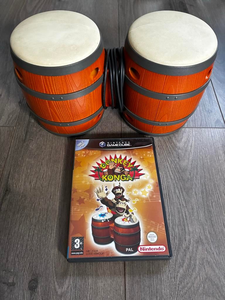 Donkey Konga + Bongo's, Spelcomputers en Games, Games | Nintendo GameCube, Muziek, Gebruikt, Eén computer, Ophalen of Verzenden