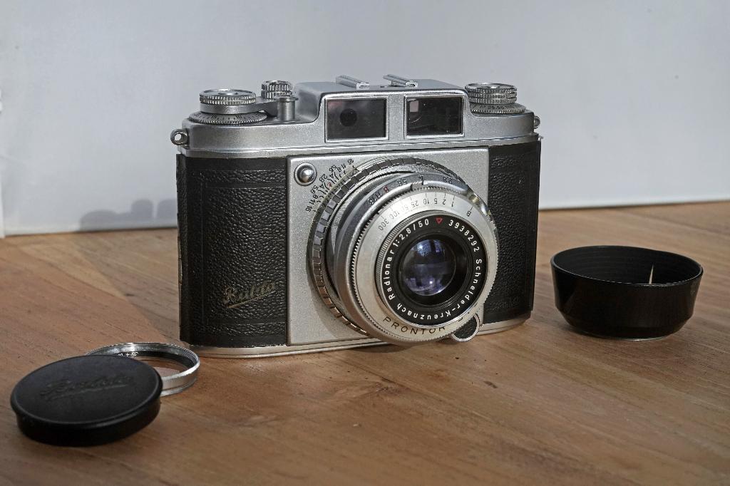 ✅ Balda Super Baldina Rangefinder, Schneider Radionar 50/2.8, Ophalen, Gebruikt, Compact, Overige Merken