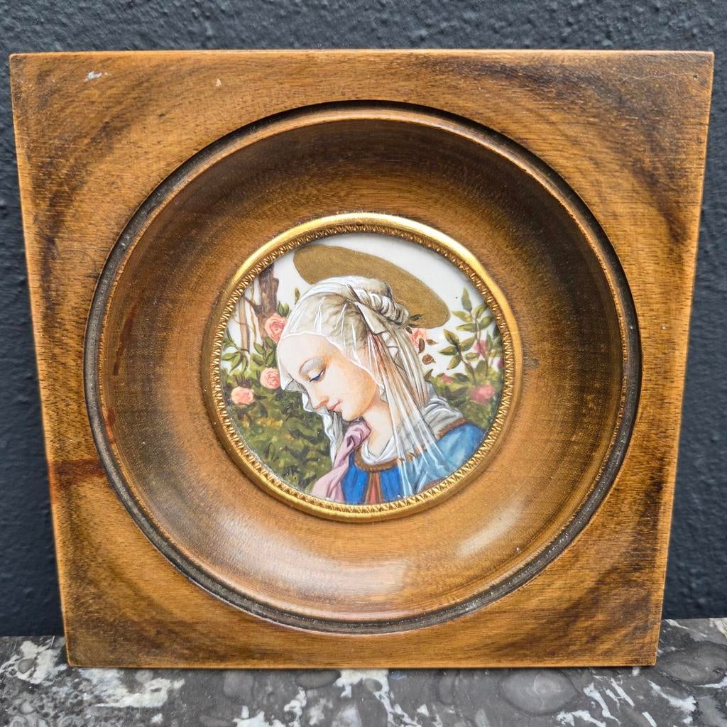Art Nouveau miniatuur lijstje met Madonna, Ophalen of Verzenden