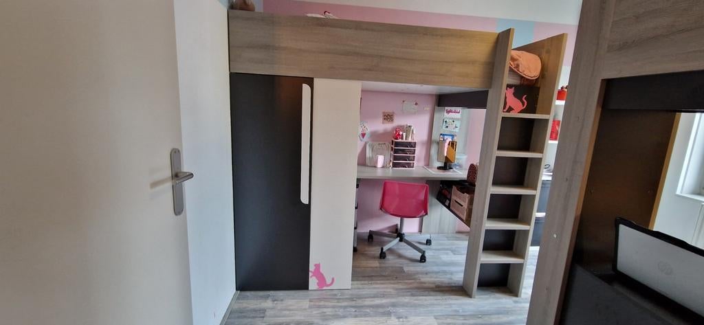 2 mooie hoogslapers beau met kast en bureau, Ophalen, Gebruikt, Hoogslaper